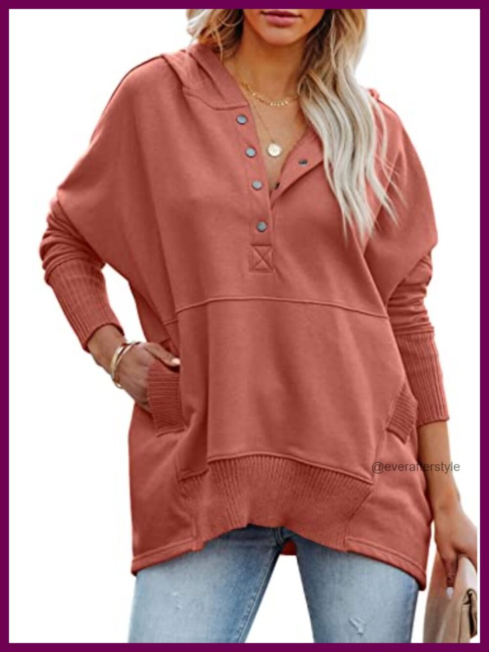 Oversized Half Zip Hoodie Sweatshirt Loose Fit Pullover
